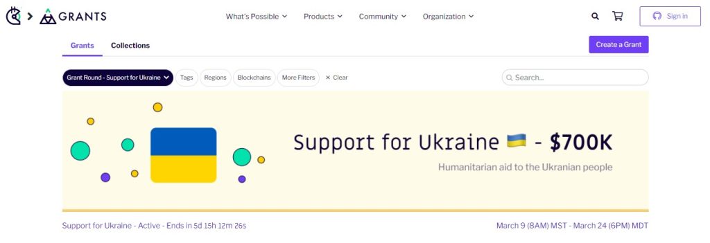 Gitcoin Grants Aims to Raise $1M+ in Ethereum Towards Ukraine 3